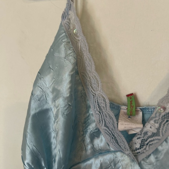 Julie's Closet Y2K Vintage Satin Baby Doll Blue Tie Back Small Made in USA - Picture 8 of 12